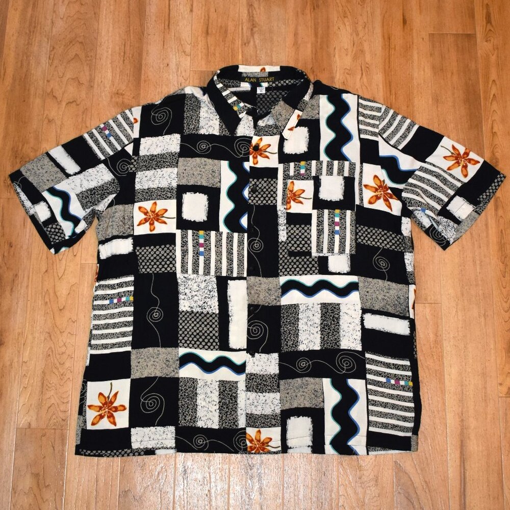 Alan‎ Stuart Short Sleeve Button Up Shirt Sz XL